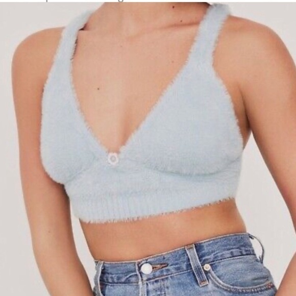NWT For love and lemons Devon Luxe Plush Fuzzy Cropped Lounge Bra Crop top - Picture 4 of 16